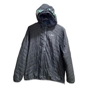 Under Armour ColdGear Reactor Hooded Jacket size YXL Black/Mint Green 1/4 zip up